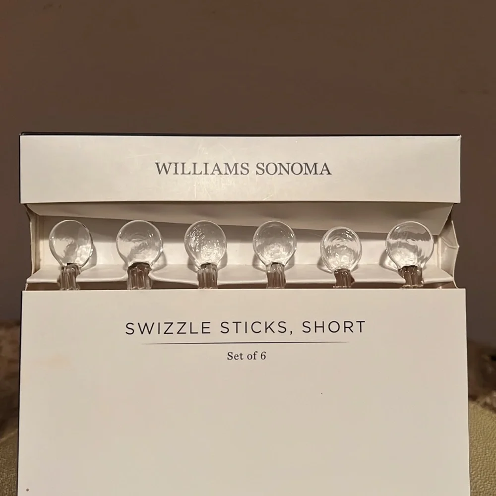 Williams Sonoma Glass Swizzle Sticks, Set/6